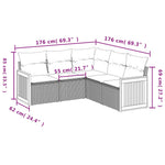 5-Delige Loungeset Met Kussens Poly Rattan Beige