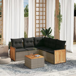 6-Delige Loungeset Met Kussens Poly Rattan Grijs