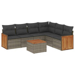 7-Delige Loungeset Met Kussens Poly Rattan Grijs