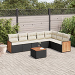 8-Delige Loungeset Met Kussens Poly Rattan Zwart