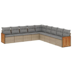9-Delige Loungeset Met Kussens Poly Rattan Beige