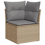9-Delige Loungeset Met Kussens Poly Rattan Beige