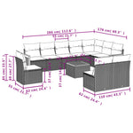 11-Delige Loungeset Met Kussens Poly Rattan Grijs