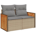 10-Delige Loungeset Met Kussens Poly Rattan Beige