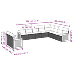 10-Delige Loungeset Met Kussens Poly Rattan Grijs