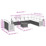 11-Delige Loungeset Met Kussens Poly Rattan Zwart