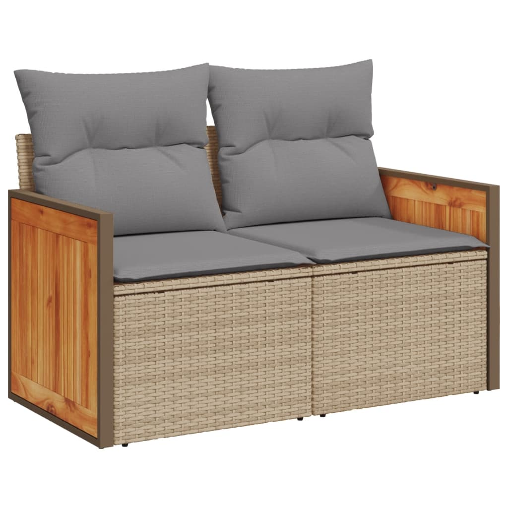 11-Delige Tuinset Met Kussens Poly Rattan Beige