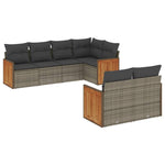 7-Delige Loungeset Met Kussens Poly Rattan Grijs