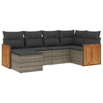 6-Delige Loungeset Met Kussens Poly Rattan Grijs