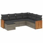 7-Delige Loungeset Met Kussens Poly Rattan Grijs
