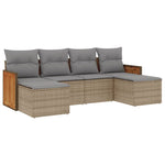6-Delige Loungeset Met Kussens Poly Rattan Beige