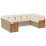 9-Delige Loungeset Met Kussens Poly Rattan Grijs