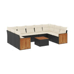 10-Delige Loungeset Met Kussens Poly Rattan Zwart