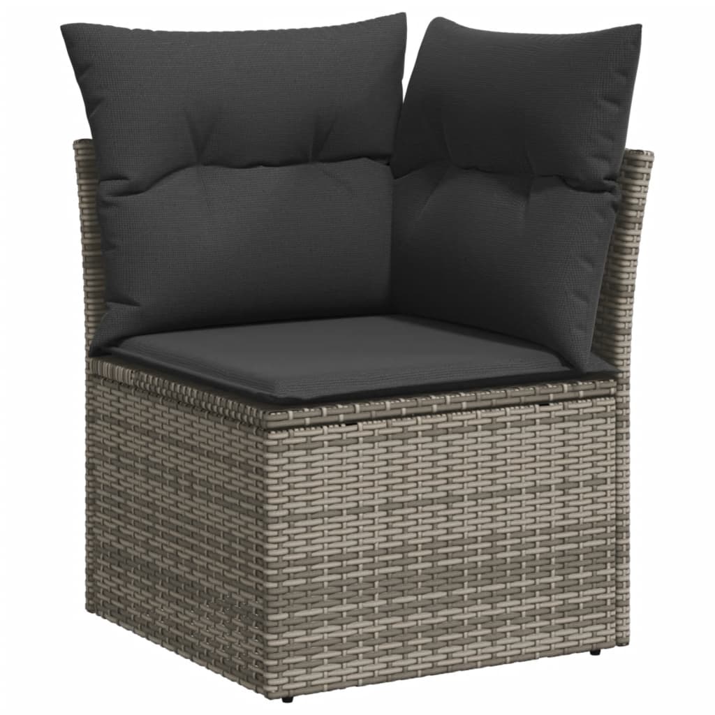 10-Delige Loungeset Met Kussens Poly Rattan Grijs