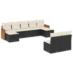 9-Delige Loungeset Met Kussens Poly Rattan Zwart