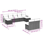 9-Delige Loungeset Met Kussens Poly Rattan Grijs