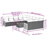 12-Delige Loungeset Met Kussens Poly Rattan Grijs