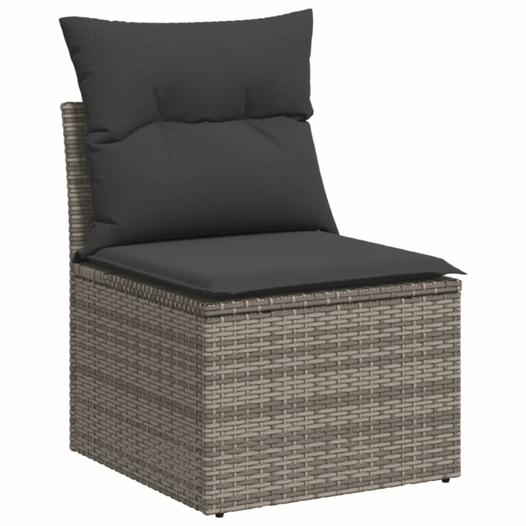 13-Delige Loungeset Met Kussens Poly Rattan Grijs