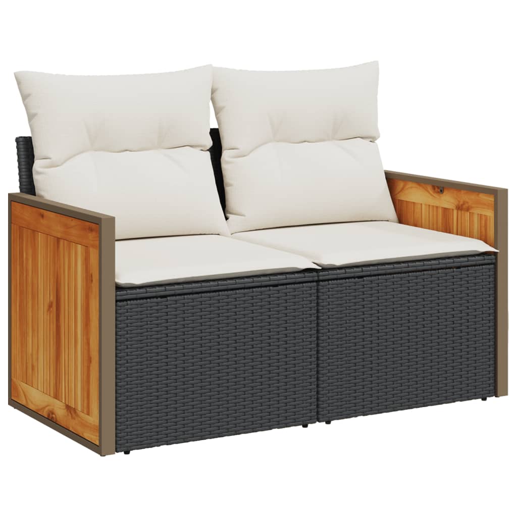 12-Delige Loungeset Met Kussens Poly Rattan Zwart Wit