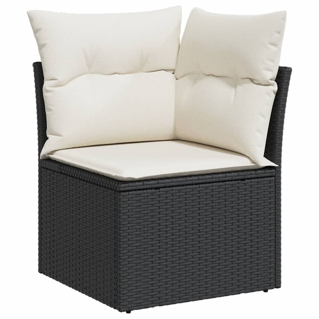 12-Delige Loungeset Met Kussens Poly Rattan Zwart Wit