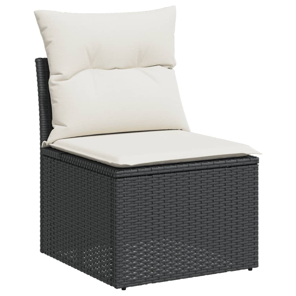 12-Delige Loungeset Met Kussens Poly Rattan Zwart Wit