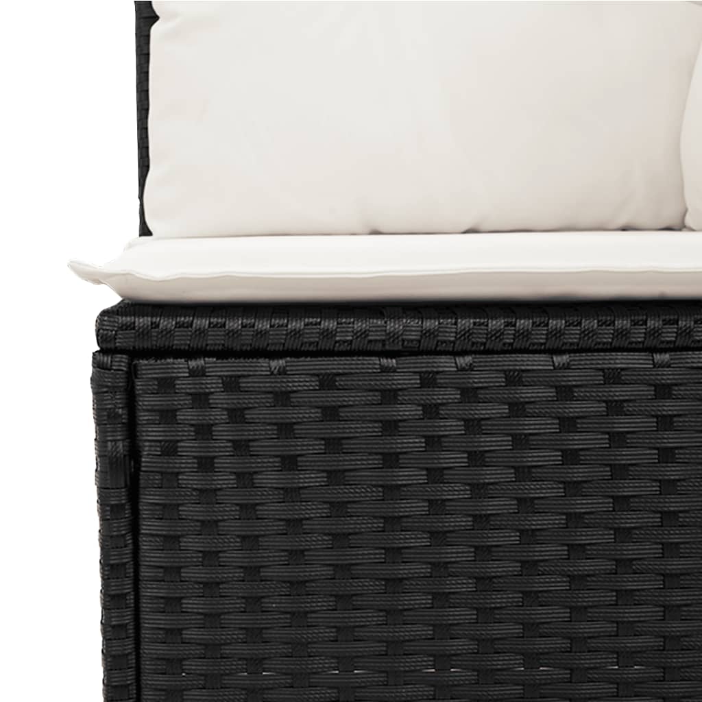 12-Delige Loungeset Met Kussens Poly Rattan Zwart Wit