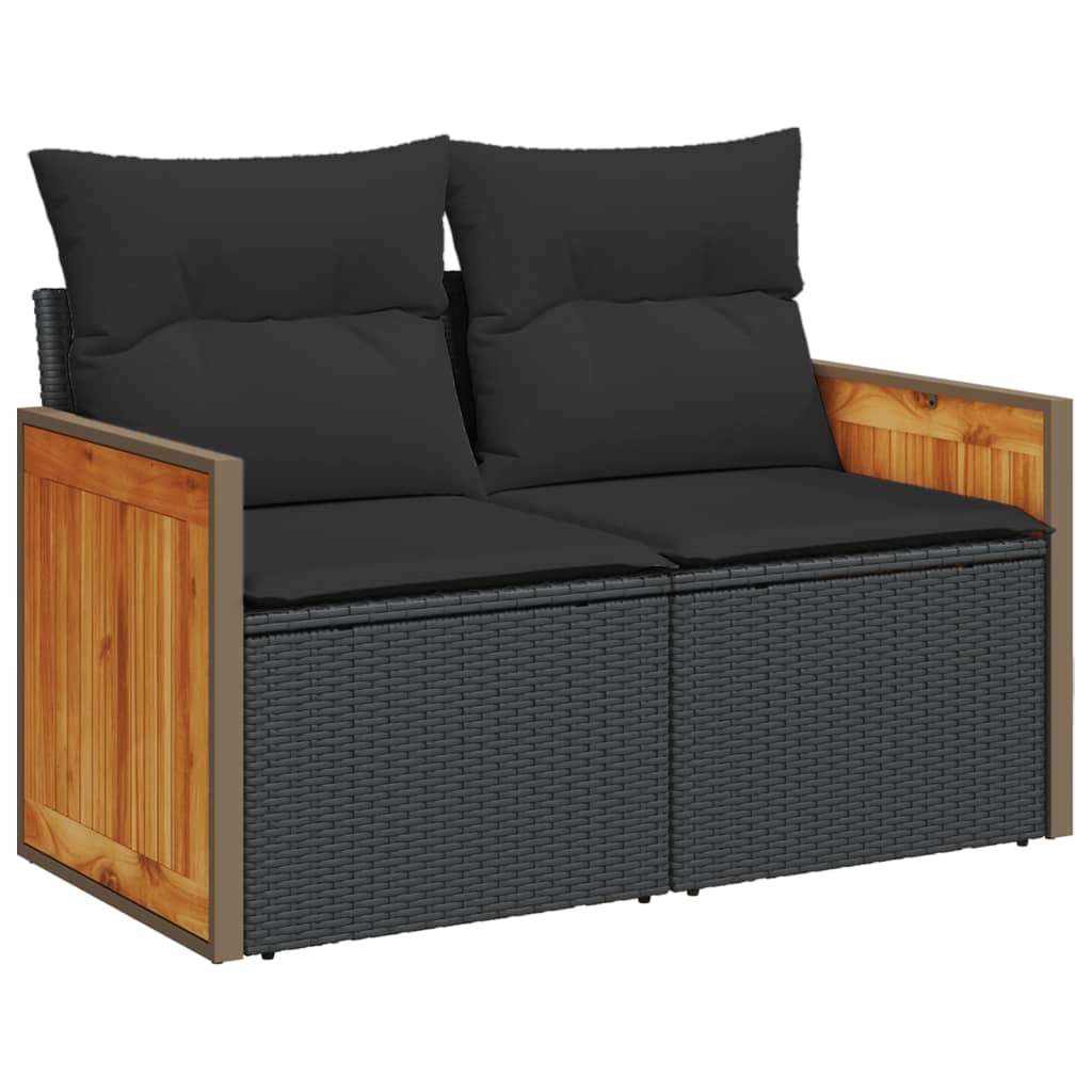8-Delige Loungeset Met Kussens Poly Rattan Zwart