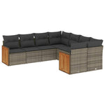 8-Delige Loungeset Met Kussens Poly Rattan Grijs