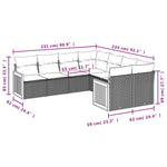 8-Delige Loungeset Met Kussens Poly Rattan Grijs