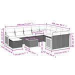 11-Delige Loungeset Met Kussens Poly Rattan Grijs