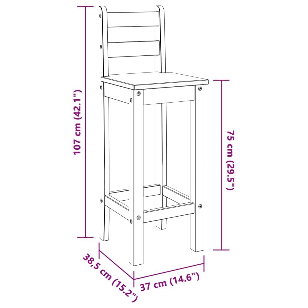 Barstoelen 2 St Massief Grenenhout Grijs