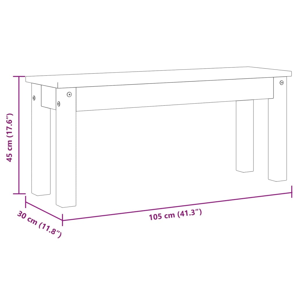 Eetkamerbank Panama 105X30X45 Cm Massief Grenenhout