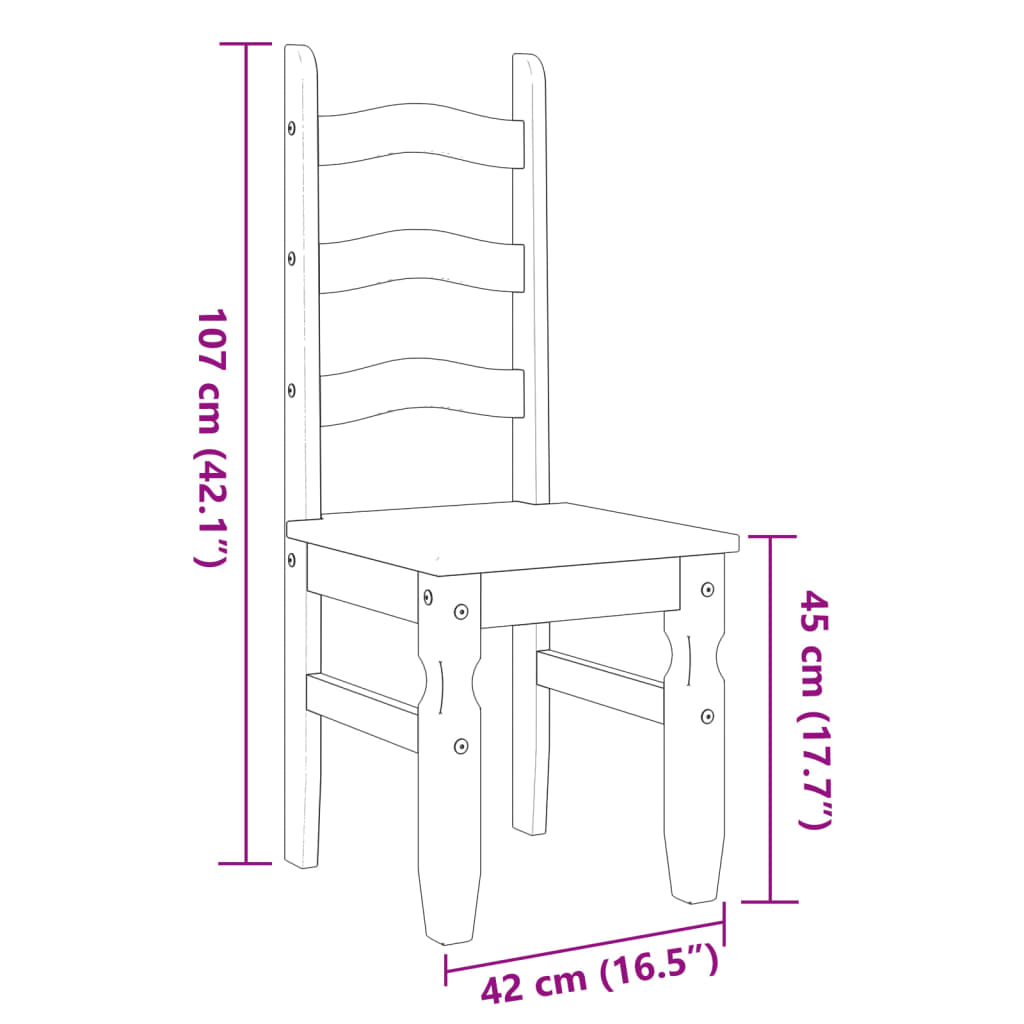 Eetkamerstoelen 2 St Corona 42X47X107 Cm Grenenhout Grijs