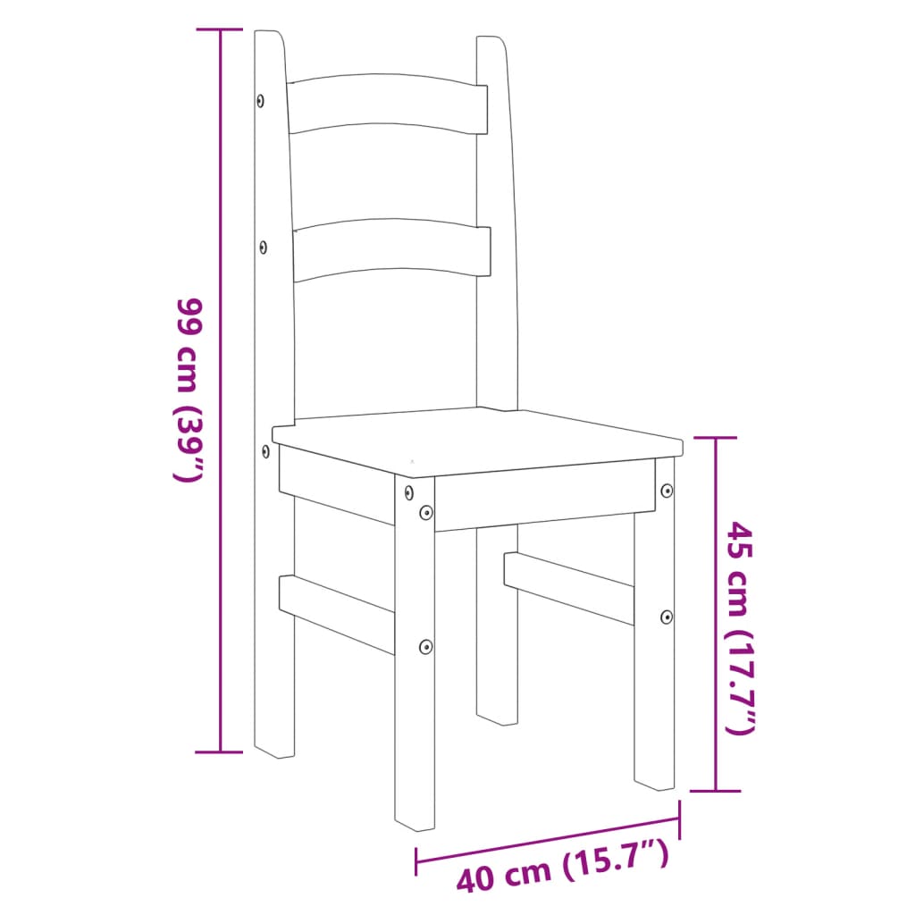 Eetkamerstoelen 2 St 40X46X99 Cm Massief Grenenhout