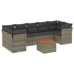 8-Delige Loungeset Met Kussens Poly Rattan Grijs