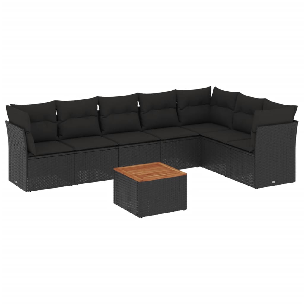 8-Delige Loungeset Met Kussens Poly Rattan Zwart