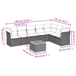 8-Delige Loungeset Met Kussens Poly Rattan Grijs