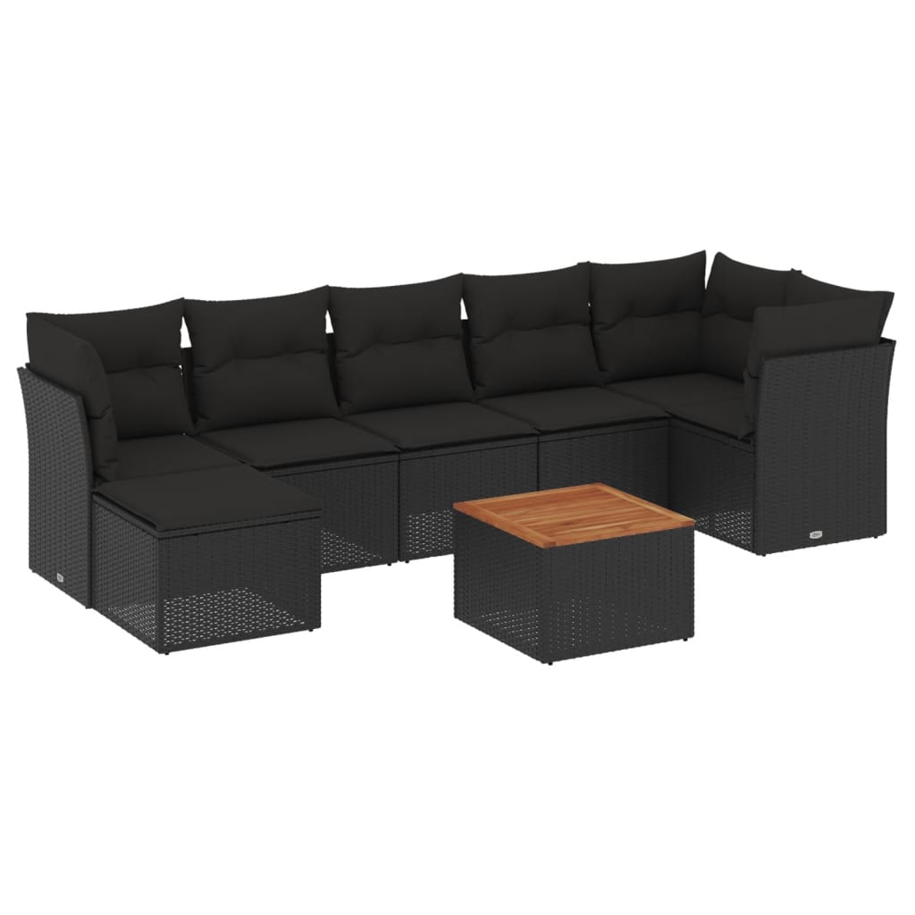 8-Delige Loungeset Met Kussens Poly Rattan Zwart