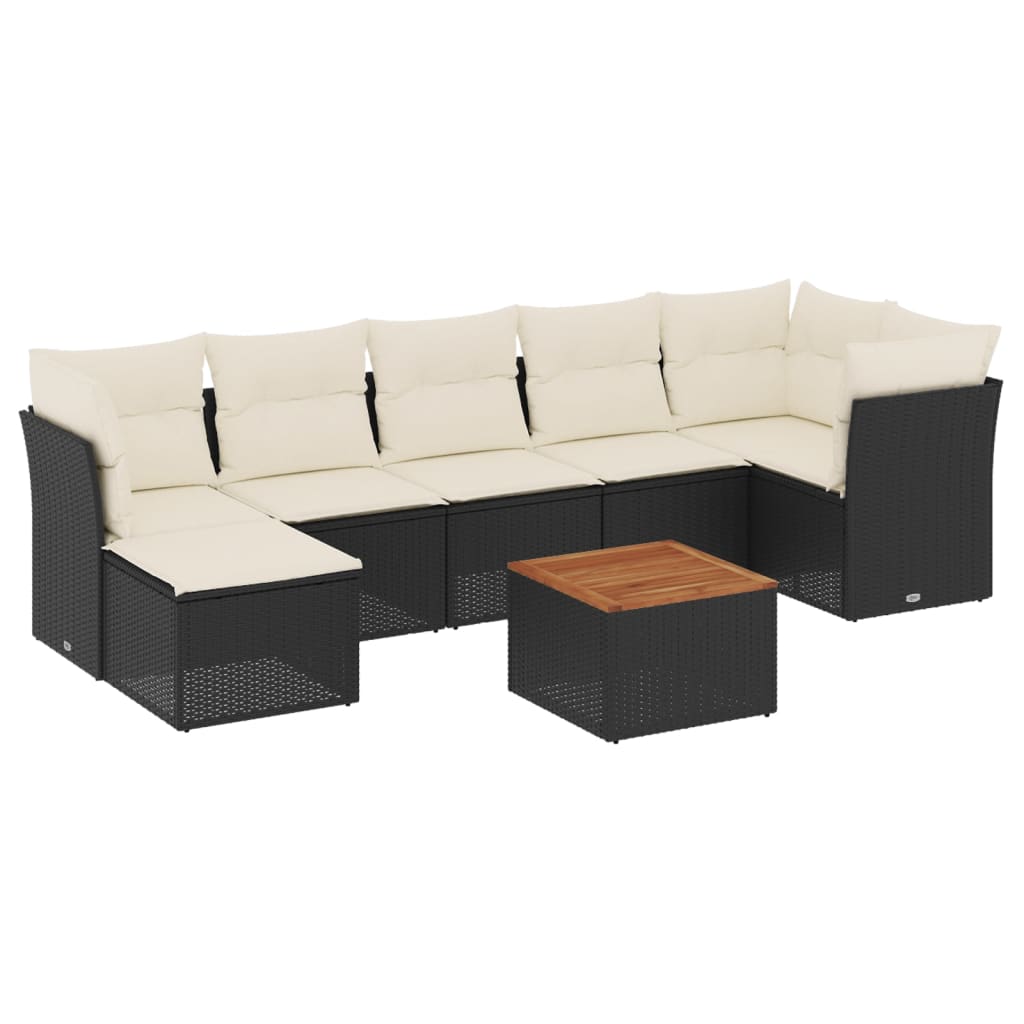 8-Delige Loungeset Met Kussens Poly Rattan Zwart