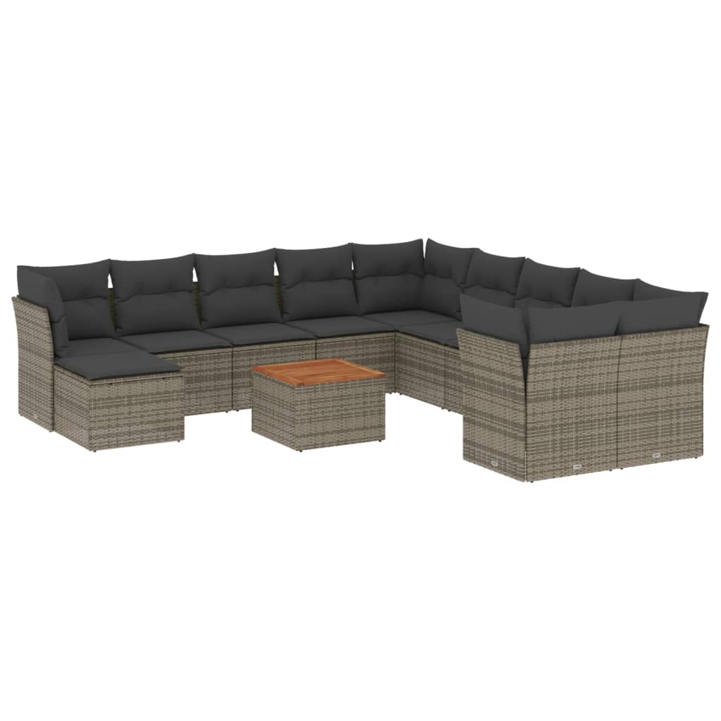 2-Delige Loungeset Met Kussens Poly Rattan