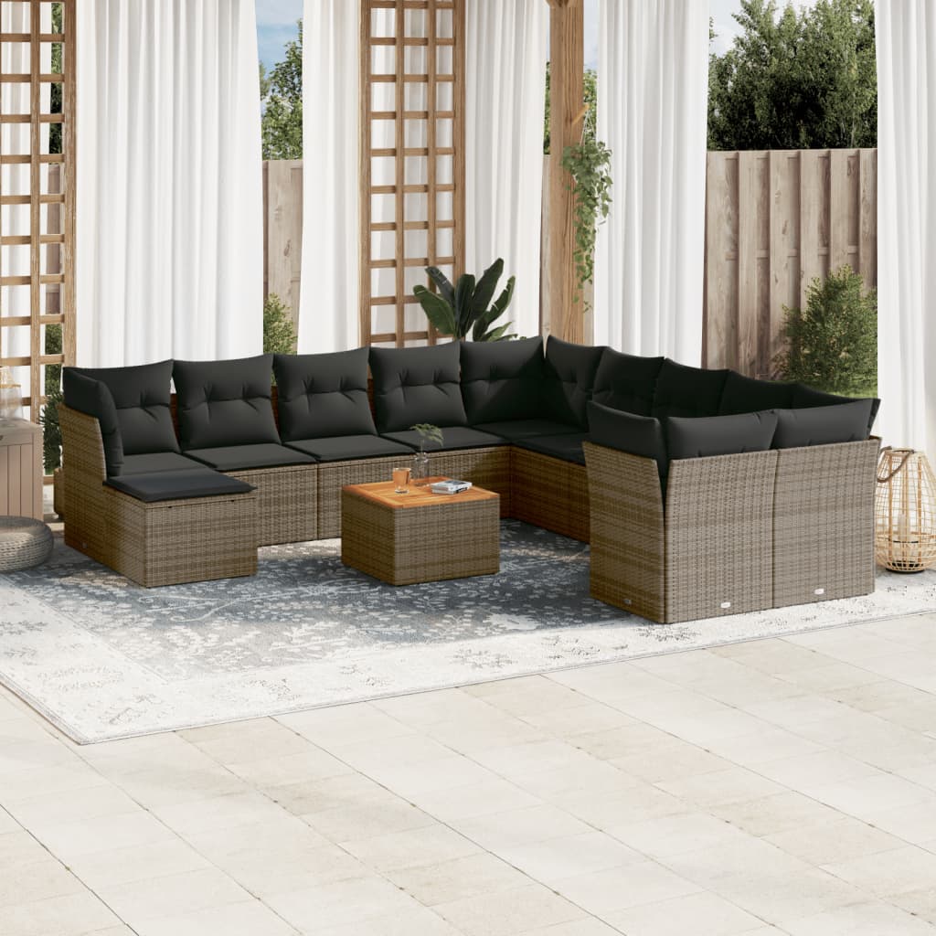 2-Delige Loungeset Met Kussens Poly Rattan