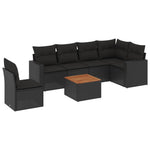 7-Delige Loungeset Met Kussens Poly Rattan Zwart