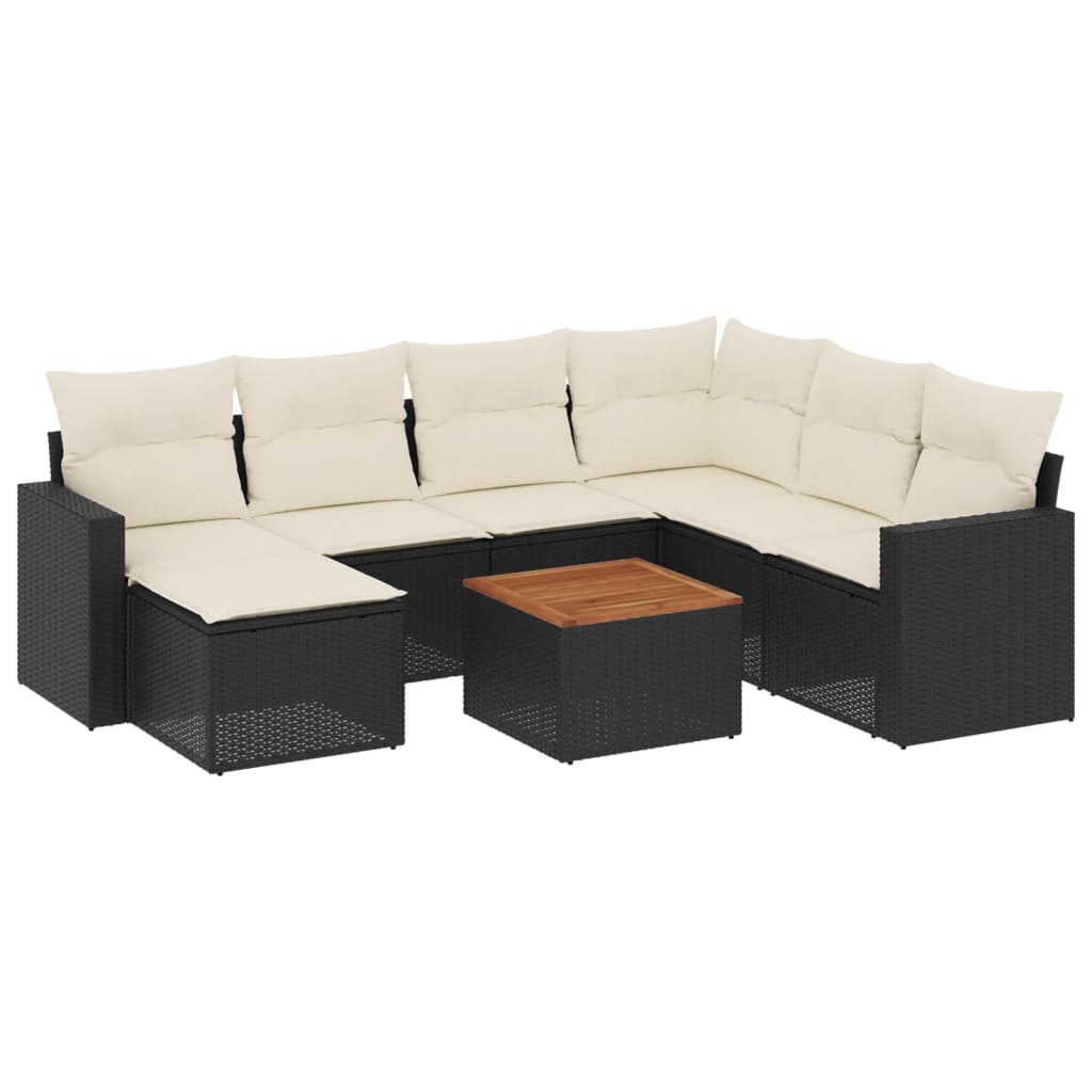 8-Delige Loungeset Met Kussens Poly Rattan Zwart