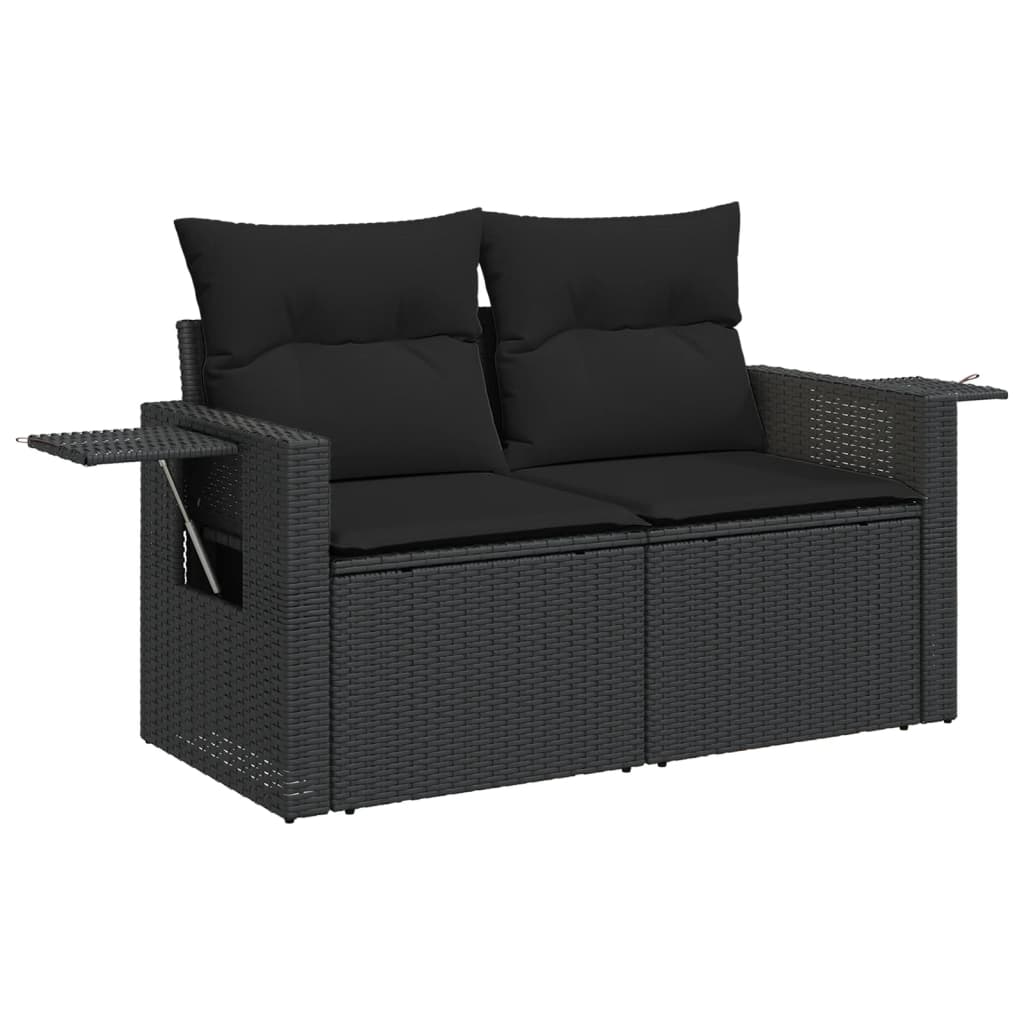 4-Delige Loungeset Met Kussens Poly Rattan Zwart