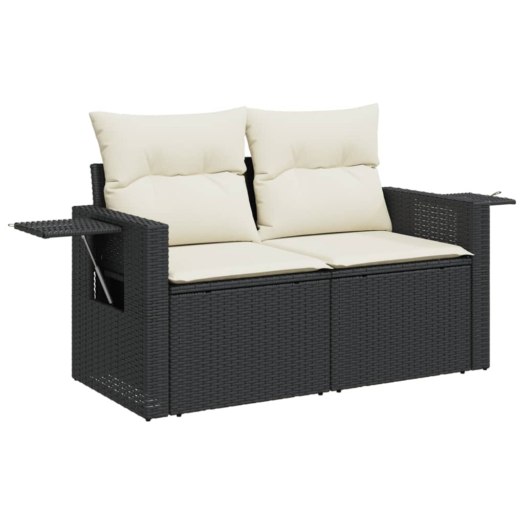 4-Delige Loungeset Met Kussens Poly Rattan Zwart