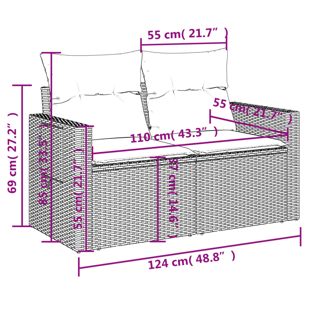 4-Delige Loungeset Met Kussens Poly Rattan Zwart