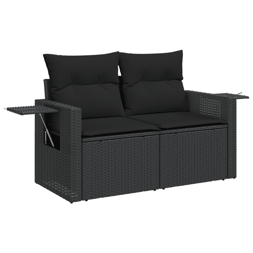 6-Delige Loungeset Met Kussens Poly Rattan Zwart