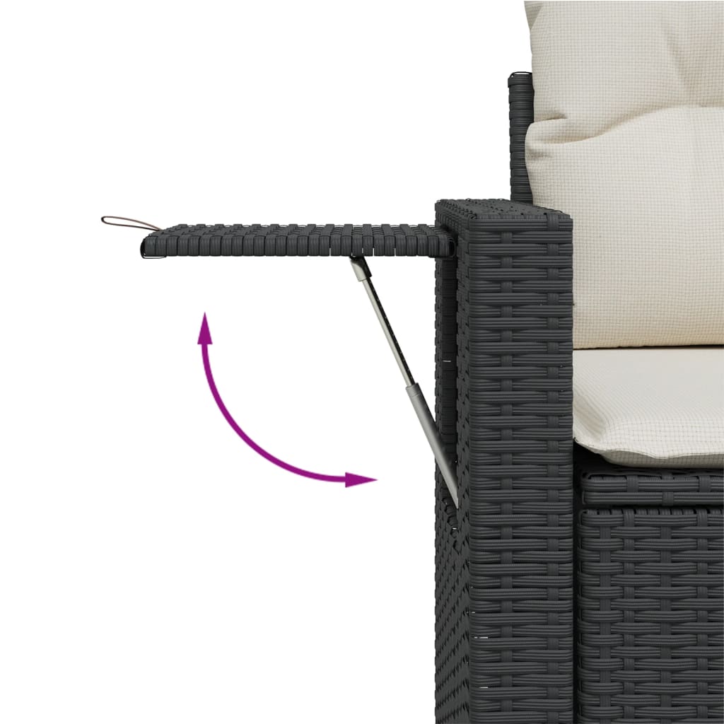 7-Delige Loungeset Met Kussens Poly Rattan Zwart