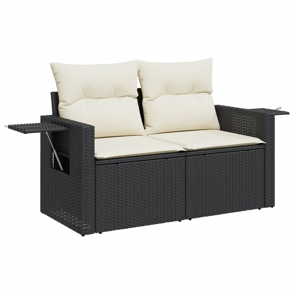 8-Delige Loungeset Met Kussens Poly Rattan Zwart