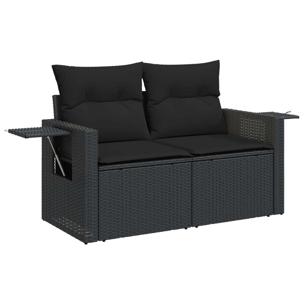 5-Delige Loungeset Met Kussens Poly Rattan Zwart